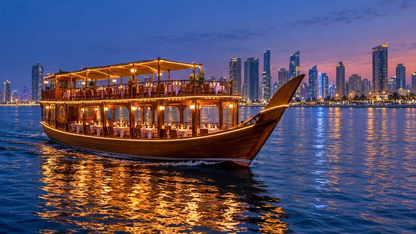 Dubai Marina Dhow Cruise Dinner - Upper Deck - Without Transfer