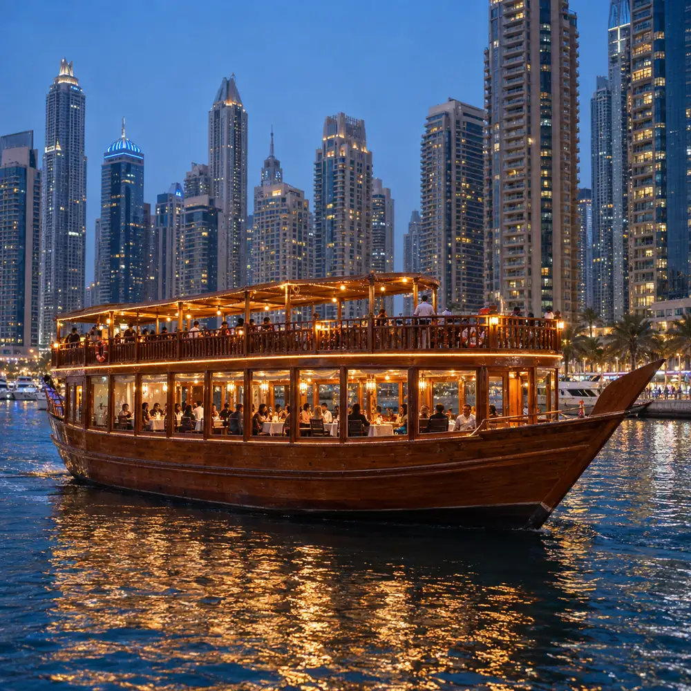 Dubai Marina Dhow Cruise Dinner - Lower Deck - Shared Transfer